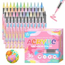 FLYSEA 24/36-Color Macaron Markers, Soft-Tip Liquid Color Pens, Student Art Supplies, Suitable For Student Art Projects, Can Be Used To Paint On Rocks, Wood, Stones, Glass, Ceramics, And Fabric, DIY Crafts, Perfect For Back-To-School Season. - Multicolor - View 4