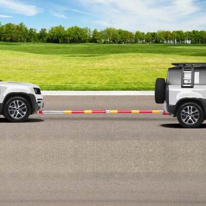 73.62in Heavy Duty Steel Pipe Towing Pole 17636.98Lbs Load Capacity 4409.25Lbs Traction, Spring Buffer Anti-Sag Breakage Design With Reflective Tape, Portable Carrying Bag For Sedans SUVs Light Trucks, Easy Install Disassemble For Emergency Towing