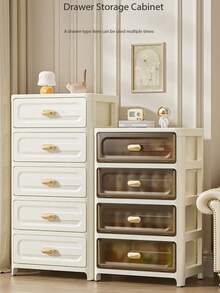 3/4/5 طبقات لوحات شفافة متعددة الوظائف أدراج تخزين - خزانة تخزين قابلة للطي ذات باب واحد - رف تخزين أدراج بلاستيكي، رف تخزين مدخر للمساحة للوجبات الخفيفة والمشروبات والكتب والملابس، مناسب للمطبخ وغرفة المعيشة والدراسة والحمام وغيرها - متعدد الألوان - مشاهدة 4