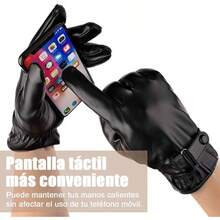 Guantes de Piel para Hombre, Guantes Negros de Cuero con Pantalla Tctil, Guantes para Frio, Guantes para Moto Motocicleta Bicicleta al Aire Libre Invierno, Regalos de Hombres Navidad - inicial - Ver 3