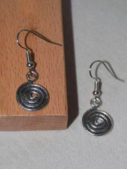 1 Pair Minimalist Mosquito Coil Earrings, Unique Design, Quirky & Fun Earrings, Fashion Hoop Earrings, Suitable For Daily Wear