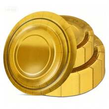 100/50pcs Gold Thickened Reusable Plates, Dessert/Cake Plates With Elegant Polished Metal Rim, Suitable For Weddings, Birthdays, Parties, Christmas - Gold - View 9