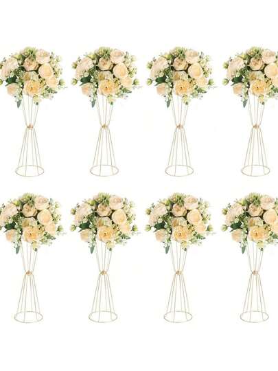 2/4/10 piezas Elegante centro de mesa para boda: Jarrones geométricos dorados de 60 cm de alto - Perfectos para bodas, aniversarios, fiestas, cumpleaños, decoración de pasillo y decoración del hogar