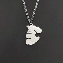 1 对可爱小狗项链，情侣/闺蜜款钛钢首饰，百搭 - 彩色 - 查看 5