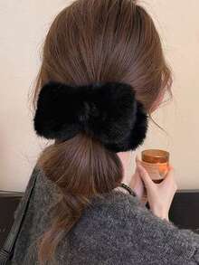 1pc Solid Color Plush Bow Bun Claw Clip, Fashionable Updo Hair Accessory, Suitable For Commute, Party, Holiday, Valentine's Day, Birthday And Other Social Occasions Elegant Hair Claws Women Hair Accessories Causal Hair Clips - Multicolor - View 6