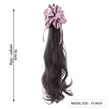 Extensión de coleta de satén morado con cordón - Pieza de cabello trenzado rizado largo, accesorio de cabello sintético realista para aumentar el volumen - Multicolor - Ver 14