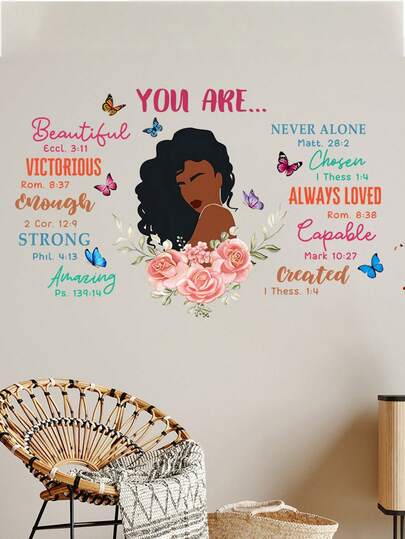 1pc Inspirational Wall Decal - Waterproof Plastic Shaped Floral & Butterfly Sticker, Suitable For Home Decor, Easy To Peel And Stick Design, Perfect Gift For Wedding, Birthday, Housewarming - Classic Style