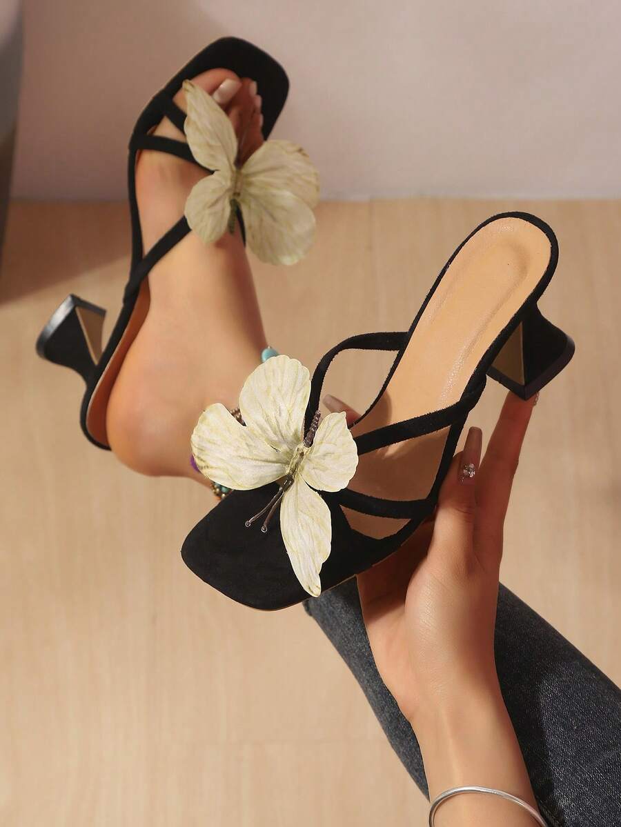 Luxe Velvet Heels With Butterfly Embellishments – Your Go-To For Evening Glam And Daytime Sophistication