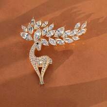 1pc Crystal-Like Alloy Deer Brooch Accessory, Gift For Women - Deer Brooch - View 2