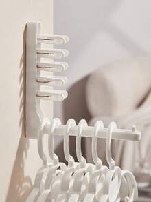 1pc Space-Saving Foldable Hanging Organizer, Compatible With Velvet/Wooden/Plastic Hangers And Tiered Shelves, Multipurpose Hole-Free Storage Rack - Multicolor - View 8