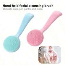 1pc/2pcs Silicone Facial Cleansing Brush, Manual Silicone Exfoliating Brush, Reusable, Removes Makeup Residue And Blackheads, Face Massage - Multicolor - View 8