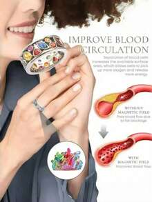 1pc Fashion Crystal Quartz Ion Ring, Therapeutic, Slimming, Lymphatic Drainage, Magnetic Multi-Color Simple Jewelry