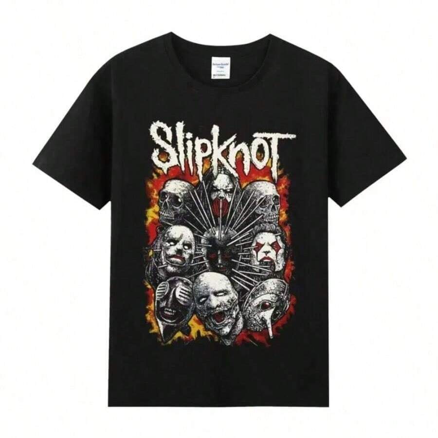 Vintage Slipknots Prepare For TourT-Shirt Heavy Metal Rock Band Men Women Hip Hop Aesthetic Graphic Tshirt Y2k - 黑色 - 查看 1