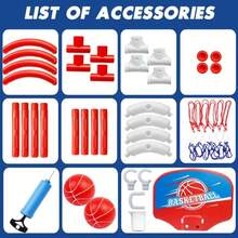 1 Set Floating Pool Basketball Game, Inflatable Water Basketball Hoop With 2 Balls And Air Pump, Blue/Red - Perfect Gift For Halloween, Christmas, Thanksgiving And Children's Day - Multicolor - View 9