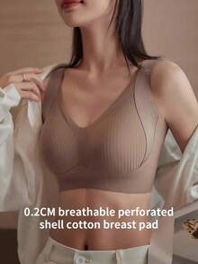 4 PSC Of Beautiful Back Soft Support Lifting Seamless Underwear Gathered Breathable Side Breasts Without Steel Ring Bra - 彩色 - 查看 9