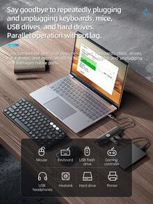 HP USB 集线器带 Type-C 充电适配器 2.0 分线器兼容苹果笔记本电脑转换器 4K 投影 PD 充电扩展集线器 4 合 1（黑色、白色、米色、银色） - 五合一 - 查看 6