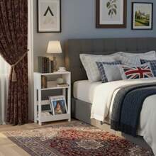 Narrow Side Table With Storage Shelf 3-Tier Slim End Table And Nightstand For Bedroom Living Room Sofa Side Table For Small Spaces White - White - View 2