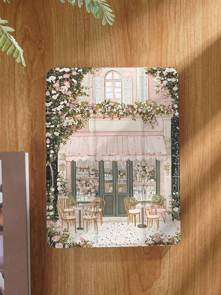 Kingsung 粉色樱花花店图案平板电脑保护套，适用于 9.7/10.2/10.5/10.9/12.9/Pro 11、第十代 Galaxy Tab S6 Lite 10.4、Kindle Paperwhite 第十二代（2024 年款）、Kindle 第十一代（2022 年款），柔软防震，智能支架/自动唤醒/睡眠功能
