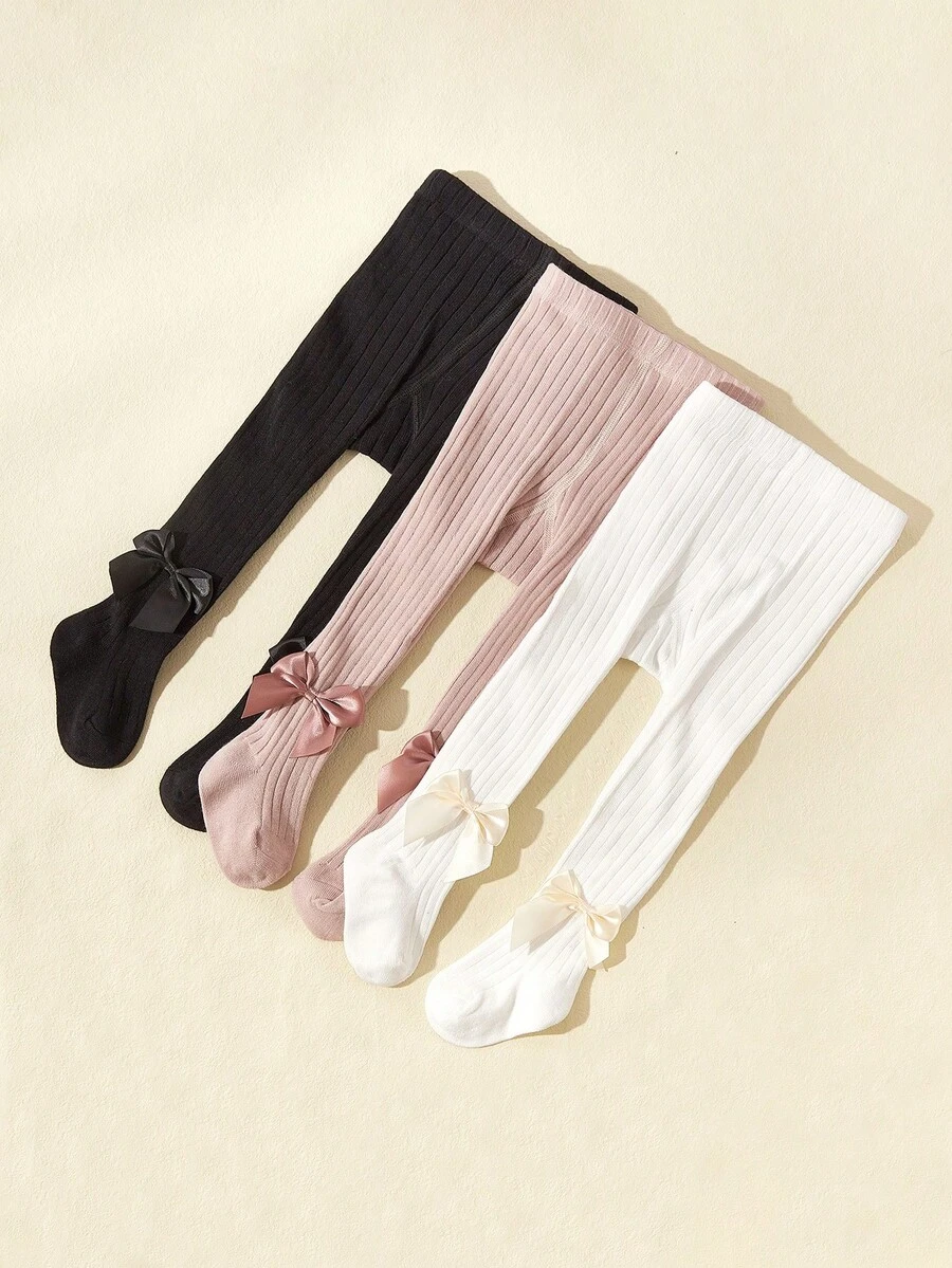 3 đôi quần legging bó sát cho bé gái, chất liệu co giãn, thích hợp cho mùa xuân và mùa thu. - Nhiều màu - Xem 1