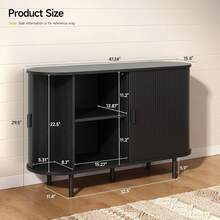 ONBRILL Sideboard Buffet Cabinet With Storage, Sliding Door, Storage Cabinet With Adjustable Shelf, Modern Accent Coffee Bar Console Table For Kitchen, Entryway , Dining Room, Black - màu đen - Xem 12