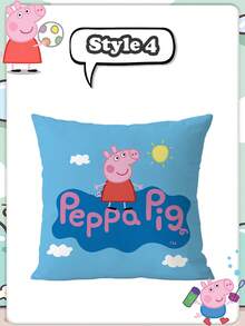 Travesseiro de Dormir, Travesseiro de Encosto, Travesseiro de Descanso, Travesseiro Casual de Dormitório da Família Peppa Pig, Quarto, Sala de Estar, Desenho Animado Simples e Casual - Multicolorido - Visão 7