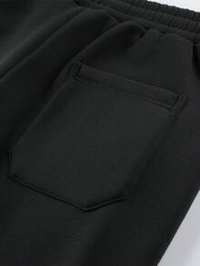 Men's Letter Print Baseball Jacket And Sweatpants Set, Autumn/Winter - Black - View 10