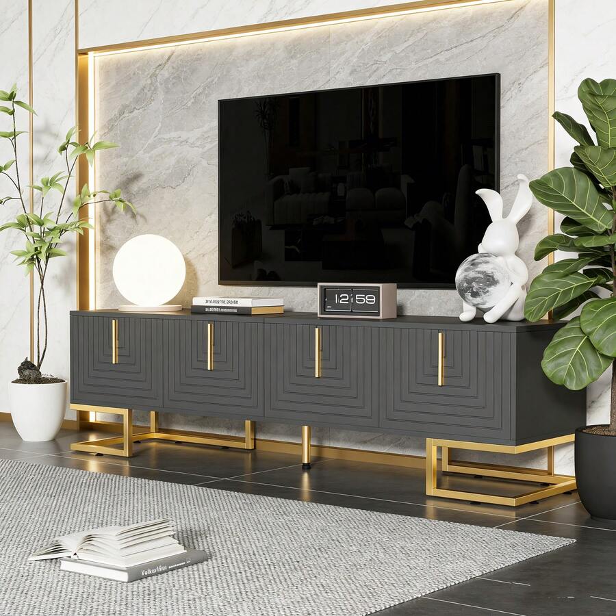 Television Stands & Entertainment Centers - Grey + Particle Board + 70-79 Inches - View 1