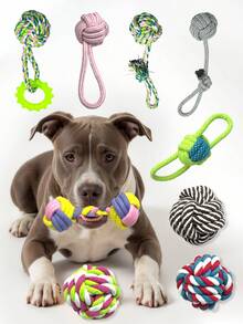 9pcs XL Dog Chew Toys - Suitable For Large Dogs And Chewing Lovers, Durable, Suitable For Puppy Teething, High-Strength Cotton Rope Toys, Dog Chew Rope Knot Set, Durable Training Interactive Rope Toys, Suitable For Dogs Of All Sizes To Play And Interact. Chew Rope Knot, Multi-Function Chew Rope, Suitable For Indoor And Outdoor Training.