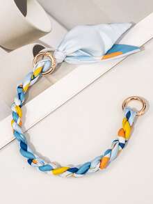 手提包肩带，饰有链条，高端丝巾编织包带，包包配件，多功能替换链条配件，旅行必备，假日必备 - 彩色 - 查看 10