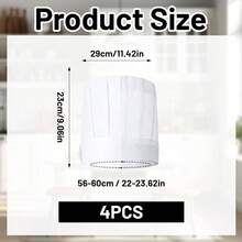 4 Pcs Disposable Paper Chef Hats, 9inch Flat Top White Chef Hats Men Women, Adjustable Cooking Hat Baker, Kitchen, Restaurant - 最初的 - 查看 7