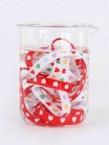 1双情人节女士红色爱心印花鞋带，时尚高端简约双层120厘米DIY鞋带，适合优雅女鞋、运动鞋、帆布鞋，送给女朋友的个性化礼物 - 彩色 - 查看 7