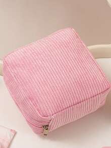 多色卫生巾收纳袋，粉色卫生巾收纳袋，便携式收纳袋，大容量简约风格，可收纳卫生巾、护垫和卫生棉条，女生必备，外出必备，条纹化妆包，旅行学习用品，旅行必备化妆包，度假必备化妆包