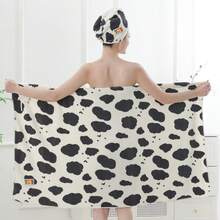 Women's Printed Robe, Kimono, Long Robe, Loungewear, Bathrobe, Bathrobe & Skirt Set (Shower Cap + Headband + Skirt) For Bathroom, Pool, Travel, All Seasons - Multicolor - View 3