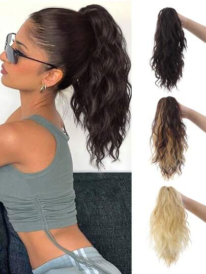 14 Inch Ponytail Extensions Clip On Ponytail Extensions Curly Wavy Ponytail Extensions Synthetic Heat-Resistant Claw Clip Ponytail Extensions For Women & Girls Voluminous Claw Clip Hairpiece For Weddings Parties & Everyday Wear