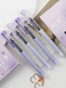 6支装清新高品质简约低调浆果色调中性笔，学生/办公液体墨水圆珠笔，0.5mm黑色墨水笔，速干走珠笔，学生考试用笔，渐变色高美感水性笔，返校季，节日礼物 - 彩色 - 查看 4