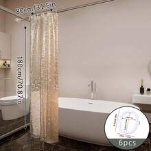 3D玫瑰金鹅卵石图案防水浴室浴帘套装，高端加厚浴帘，浴室隔断帘 - 玫瑰金 - 查看 10