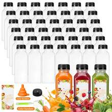 Tomnk 12/36/45/56pcs 12/16oz Plastic Juice Bottles With Caps, Reusable Juicing Bottles, Clear Empty Containers For Drinks, Smoothies And Other Beverages - 無色 - 查看 11