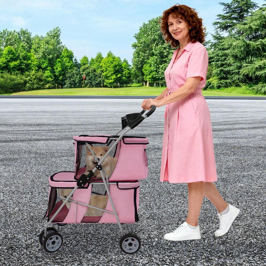 YUNRUX Portable Shopping Carts - Pink - View 1
