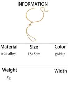 1pc Classic 8-Pointed Star Dual-Layer Metal Chain Finger Ring Bracelet, Faux Crystal, Suitable For Everyday, Gathering, Date, Party, Street Style, Elegant And Refined Middle Eastern Style For Women - Star - View 9