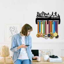 1pc Personalized Running Medal Holder, Hiking Medal Rack, 12-Tier Medal And Ribbon Display Stand, Sports Award Plaque Hanger, Multi-Layer Medal Rack, Athlete Gift, Custom Trophy Supplies