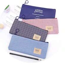 创意清新风格铅笔盒，条纹牛津布收纳袋，文具盒，铅笔袋，化妆包，返校必备