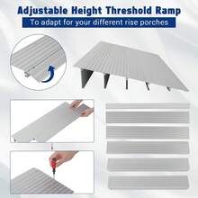 Umbral de aluminio para rampas de puertas – 2/3/4 pulgadas de altura, capacidad de 700LB/320kg, rampa de acceso portátil y ajustable para scooters y cochecitos – solución de entrada antideslizante y duradera para el hogar - 2 pulgadas - Ver 3