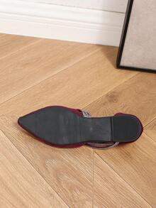 Women's Burgundy Rhinestone D'Orsay Flats - Pointed Toe Multi-Strap Flat Shoes - Burgundy - View 6