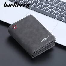 Baellerry Men's Short Wallet, European And American Retro Style, Multiple Card Slots, Vertical Design, Zippered Coin Purse Men - Blue - View 9