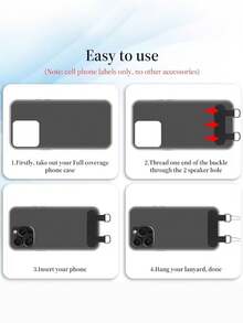 Phone Lanyard Clip, Dual-Ended Lanyard Attachment Strip, Phone Lanyard Clip, Remote Control Lanyard, Phone Case Lanyard (No Adhesive), Compatible Only With Phone Cases Featuring Dual Holes