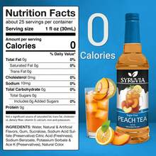 Syruvia Sugar-Free Peach Tea Flavored Syrup - 25.4 Fl Oz Premium Flavoring Syrup - Kosher, Gluten Free, Perfect For Drinks, Soda, Shakes, Cocktails, Desserts And More. - 25.4 Fl Oz - View 3