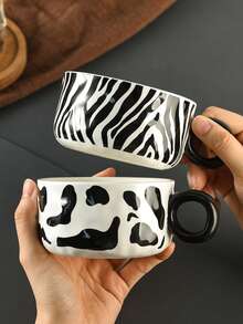 Cốc sứ 10oz in hình động vật: bò, báo, ngựa vằn, cốc đựng kem dùng trong nhà và văn phòng, an toàn khi dùng trong máy rửa chén và lò vi sóng, đồ uống trang trí, món quà tuyệt vời cho bạn bè, người yêu, Ngày của Mẹ. - Nhiều màu - Xem 7