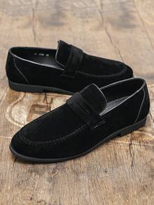 新款男士乐福鞋，休闲时尚莫卡辛鞋，舒适一脚蹬鞋，透气软底驾驶鞋，商务正装麂皮皮鞋，日常通勤鞋，时尚设计师男士一脚蹬乐福鞋，商务正装鞋，适合办公室、派对、婚礼、新郎等场合，节日礼物，春夏秋季皆宜 - 黑色 - 查看 7