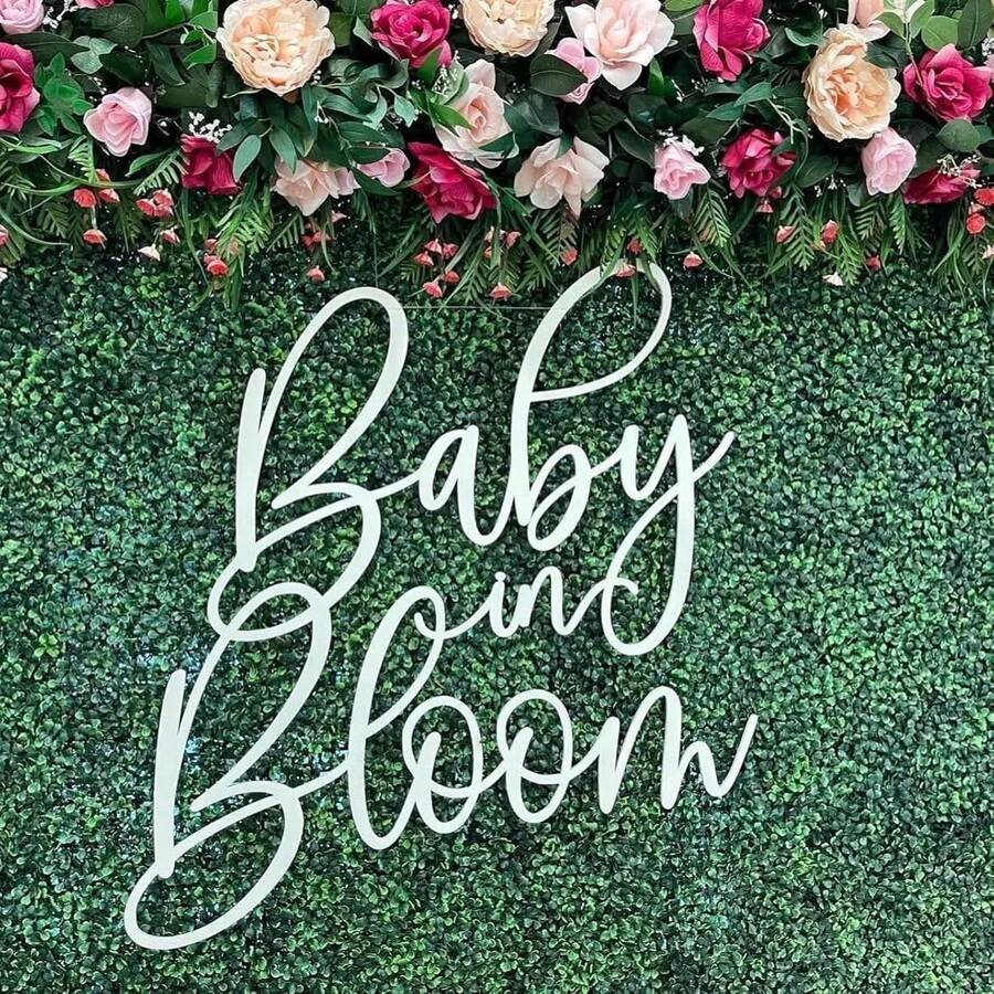 Floral Wooden Sign For Baby Shower, Gender Reveal Party Backdrop, Photo Prop - 17x14in - Rustic - 查看 1