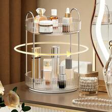 Organizador de maquillaje giratorio de 360 grados y tocador, unidad de almacenamiento de 1/2/3 niveles, caja de almacenamiento de gran capacidad para maquillaje, cuidado de la piel y perfumes, adecuada para tocador, baño y Lazy Susan, decoración de sala de maquillaje - Multicolor - Ver 5